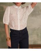 Calina Bl Bestickte schlichte weiße Bluse