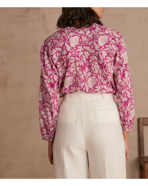 Caren Bl Imp dunkelfuchsiafarbene Bluse