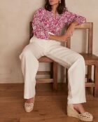 Caren Bl Imp dunkelfuchsiafarbene Bluse