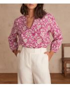 Caren Bl Imp dunkelfuchsiafarbene Bluse