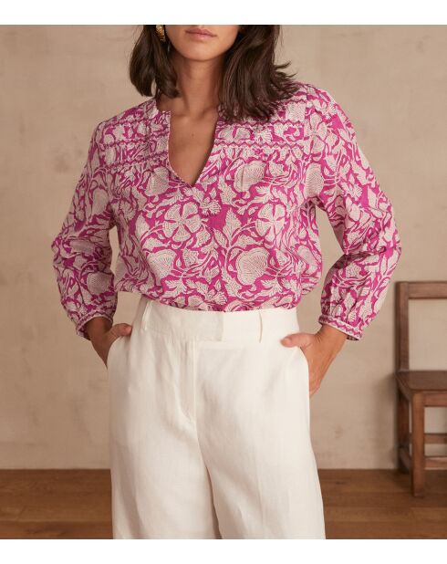 Caren Bl Imp dunkelfuchsiafarbene Bluse