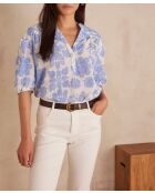 Sun Bl Himmelblaue Bluse mit Blumendruck