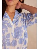 Sun Bl Himmelblaue Bluse mit Blumendruck