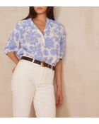Sun Bl Himmelblaue Bluse mit Blumendruck