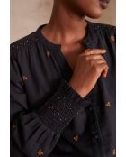 Baptiste Bl Marineblaue bestickte Bluse