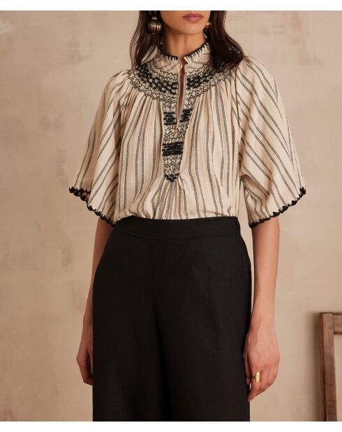 Pegase Bl Embroidery ecru blouse