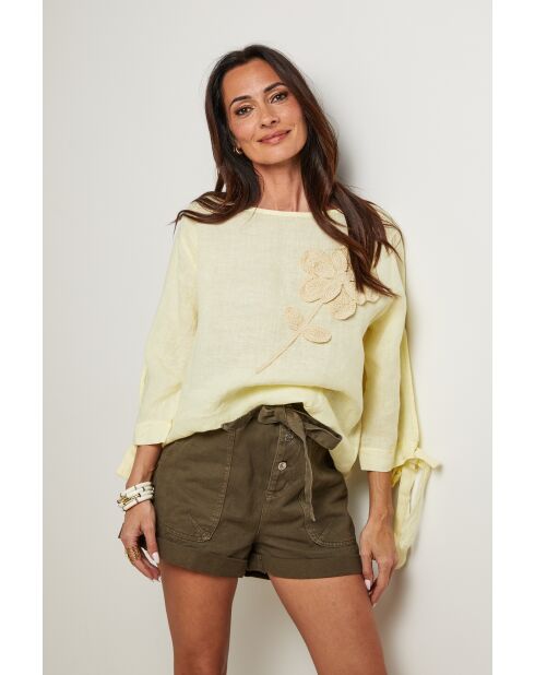 Gelbes Top Daphne aus 100% Leinen