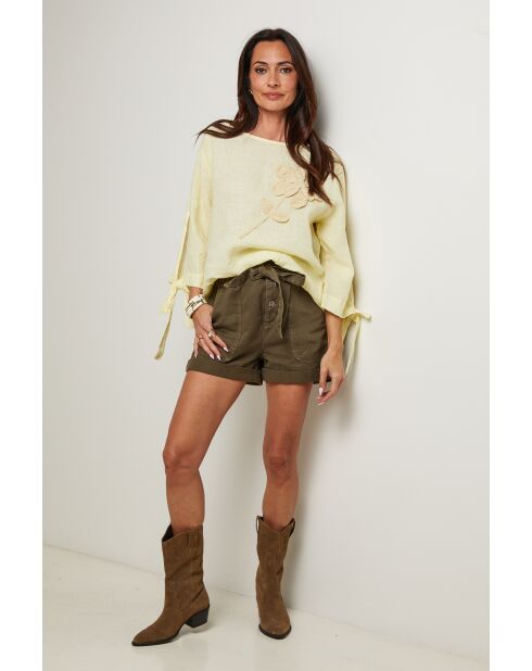 Gelbes Top Daphne aus 100% Leinen