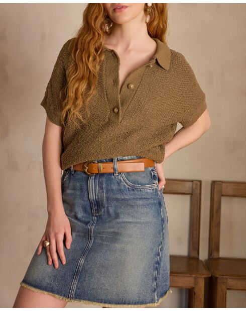 Olivgrünes Poloshirt Selena