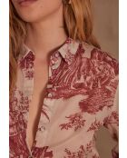 Colette Chimp blouse van rood canvas van Jouy
