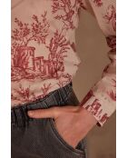 Colette Chimp blouse van rood canvas van Jouy