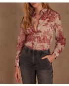 Colette Chimp blouse van rood canvas van Jouy