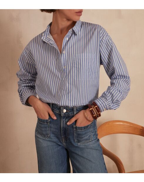 Blusa Boston CH de rayas lavadas claras