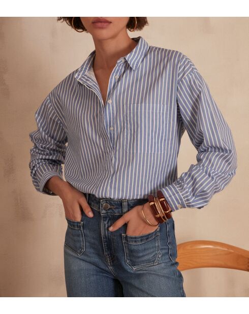 Blusa Boston CH de rayas lavadas claras