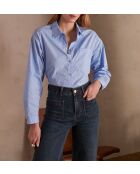 Blusa Pepite Ch con strass índigo claro