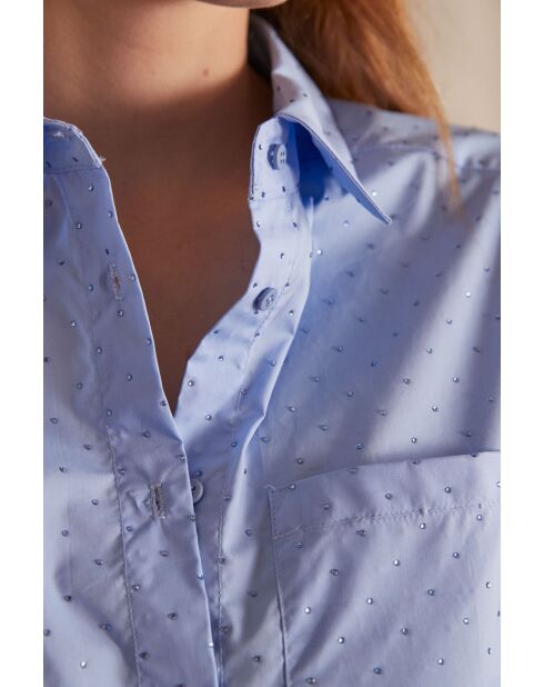 Blusa Pepite Ch con strass índigo claro