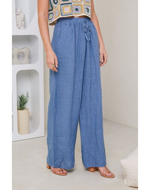 Pantalon Tessia 100% Lin indigo