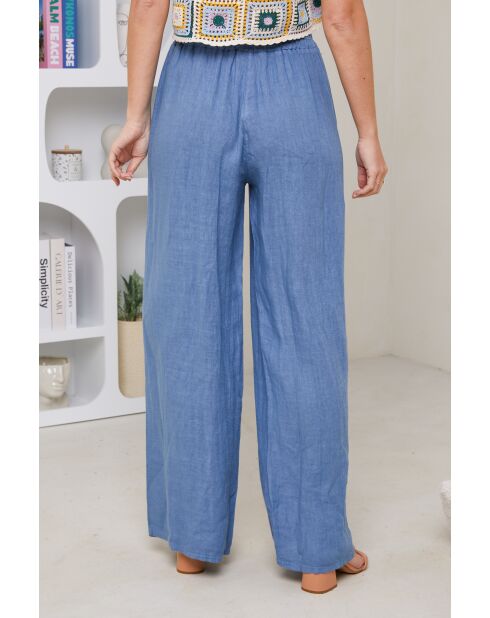 Pantalon Tessia 100% Lin indigo