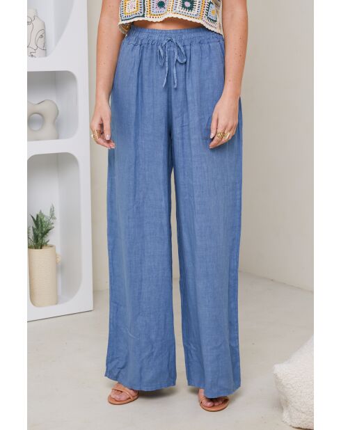 Pantalon Tessia 100% Lin indigo
