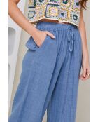 Pantalon Tessia 100% Lin indigo