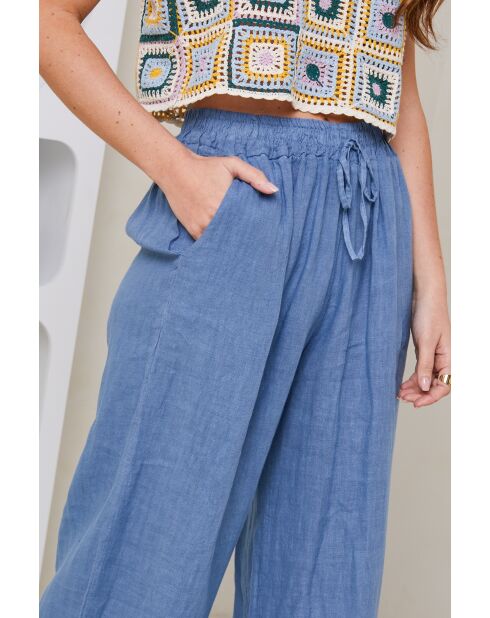 Pantalon Tessia 100% Lin indigo