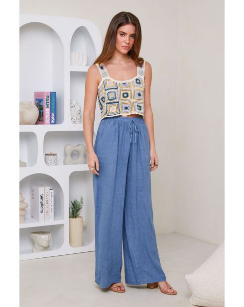 Pantalon Tessia 100% Lin indigo