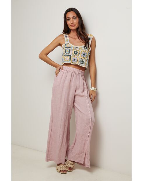 Pantalon Livia 100% Lin rose