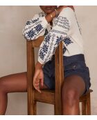 Perfect Bl Cremefarbene Stickbluse