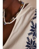 Perfect Bl Cremefarbene Stickbluse