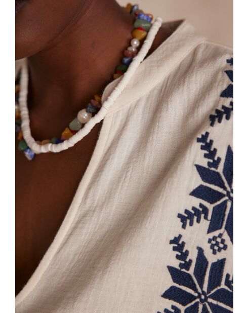 Perfect Bl Cremefarbene Stickbluse