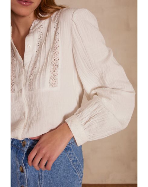 Pippa Bl ecrufarbene Stickbluse