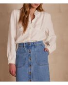 Pippa Bl ecrufarbene Stickbluse