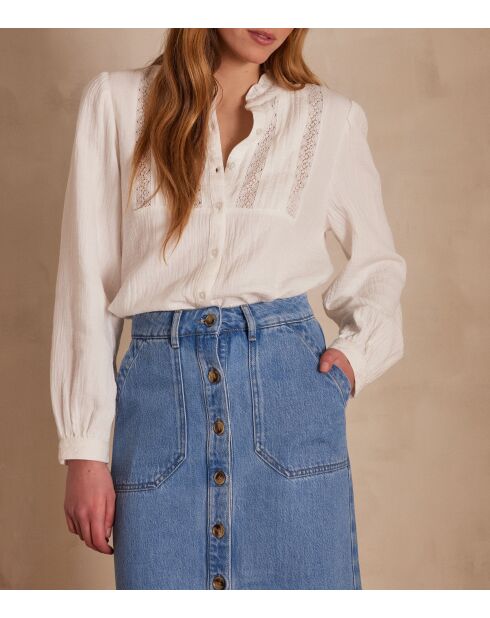 Pippa Bl ecrufarbene Stickbluse