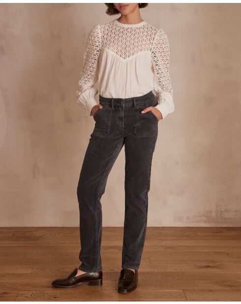 Nalla P Anthrazitfarbene Samthose