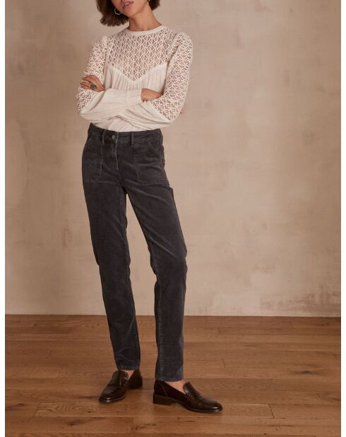 Nalla P Anthrazitfarbene Samthose