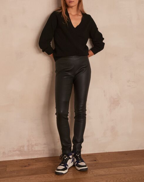 Victorio P schwarze Lederhose