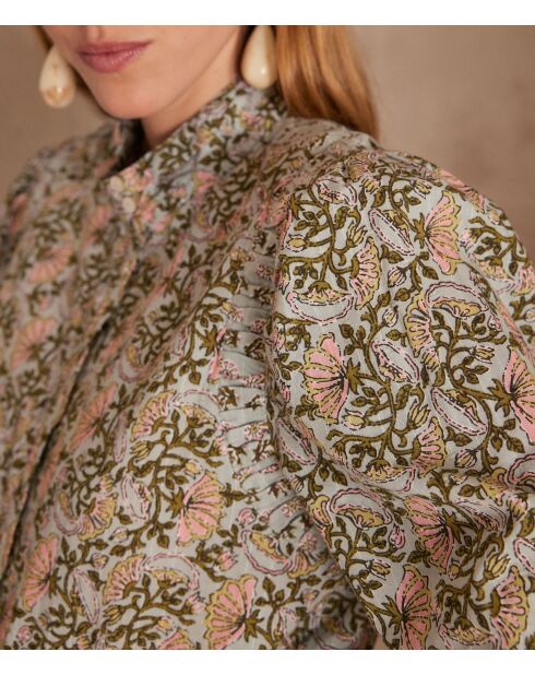 Promesse Bl Bluse mit mintfarbenem Blumendruck