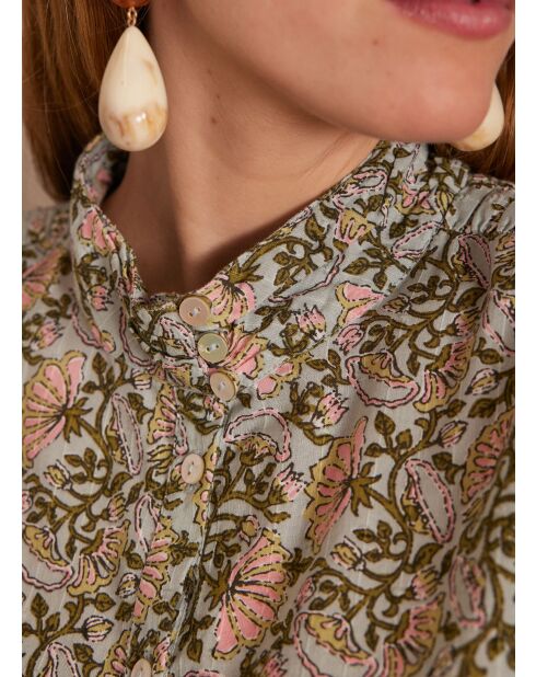 Promesse Bl Bluse mit mintfarbenem Blumendruck