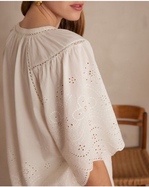 Blusa Pyma Bl Embroidery ecru