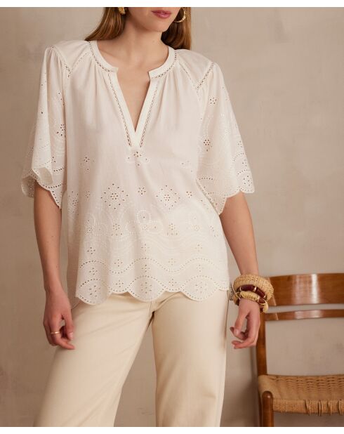 Blusa Pyma Bl Embroidery ecru