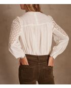 Benjamine Bl ecrufarbene Spitzenbluse