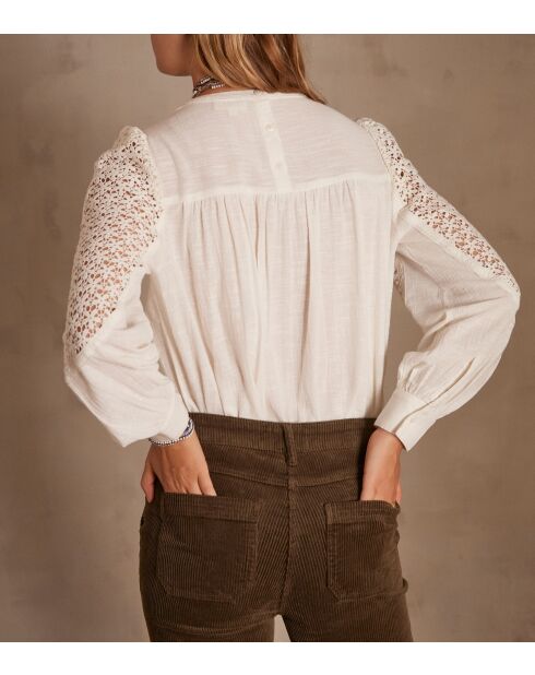 Benjamine Bl ecrufarbene Spitzenbluse