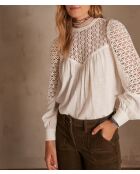 Benjamine Bl ecrufarbene Spitzenbluse