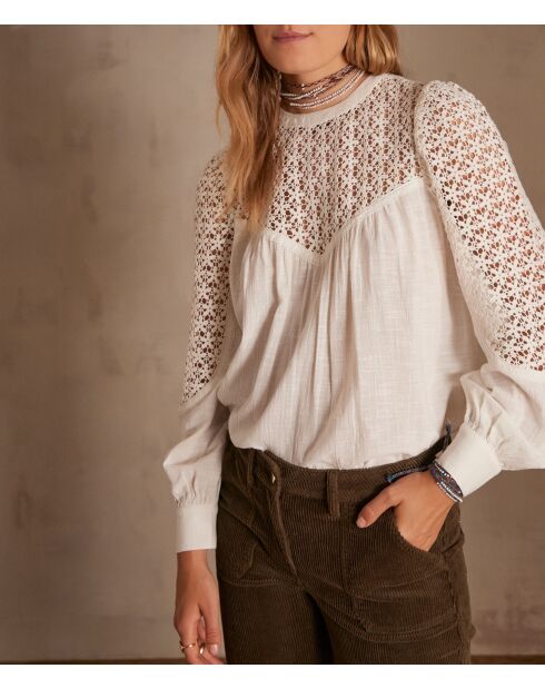 Benjamine Bl ecrufarbene Spitzenbluse