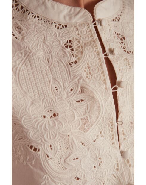 Paloma Bl ecru blouse met borduursel
