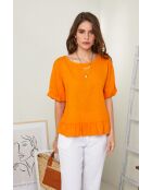 Top Camélia 100% lino arancione