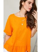 Top Camélia 100% lino arancione
