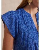 Billie Bl blauwe blouse met arabeske print