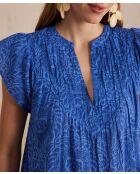 Billie Bl blauwe blouse met arabeske print