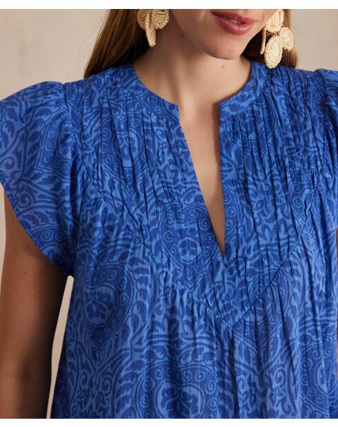 Billie Bl blauwe blouse met arabeske print